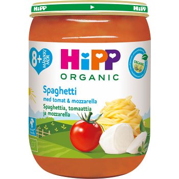 Spaghetti tomat & mozzarella Från 8m Ekologisk 190g Hipp
