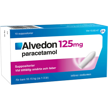 Alvedon Barn 10-15kg Suppositorier 125mg 10-p