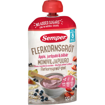 Flerkornsgröt äpple jordgubb 8m 120g Semper