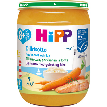 Barnmat Morot- & fiskgryta med ris 8m 190 g Hipp