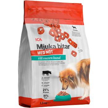 Hundmat Mjuka smakfulla bitar Oxkött 1,5kg ICA
