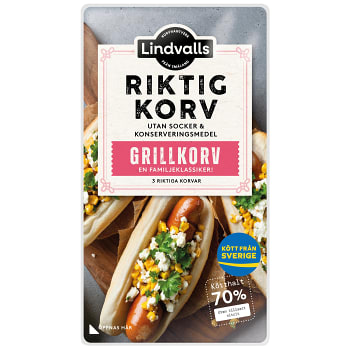 Grillkorv 70% Kötthalt 270g Lindvalls