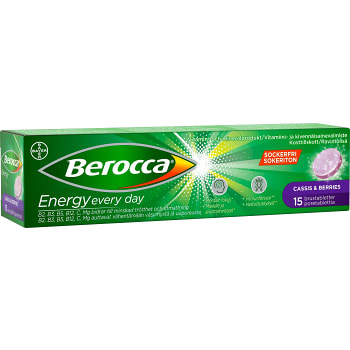 Brustablett Energy Cassis &amp; Berries Sockerfri 15-p Berocca