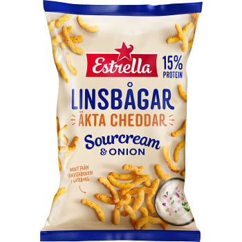 Linsbågar Cheddar Sourcream &amp; Onion 125g Estrella