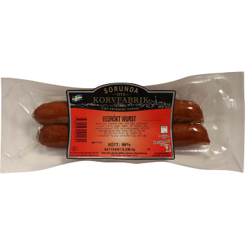 Grillkorv Vedrökt Wurst 200g Sorunda Korvfabrik