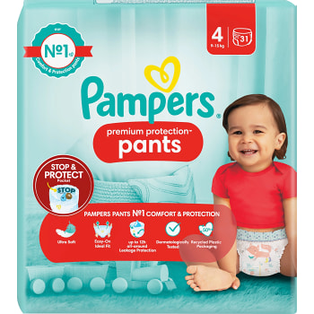 Byxblöjor Premium Protection Pants Strl 4 9-15kg 31-p Pampers
