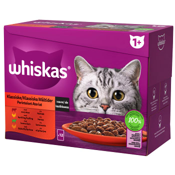 Kattmat Klassiska måltider i sås 1+ 12-p Whiskas