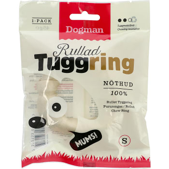 Rullad Tuggring för hund vit Small 45g Dogman