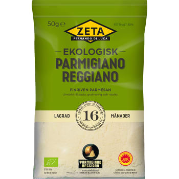 Parmigiano Reggiano riven 16 mån Ekologisk 50g Zeta