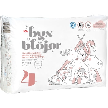 Byxblöjor Strl 4 7-11kg 40-p Miljömärkt ICA