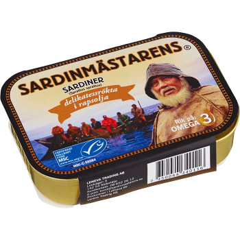 Sardiner Delikatessrökta i rapsolja 100g Sardinmästarens