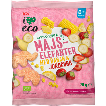 Barnsnacks Banan jordgubb Ekologisk 20g ICA I love eco