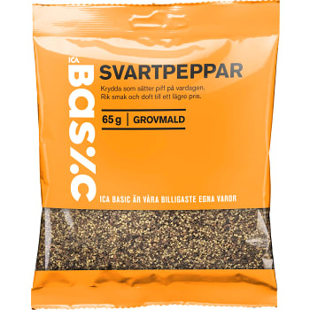 Svartpeppar grovmalen 65g ICA Basic