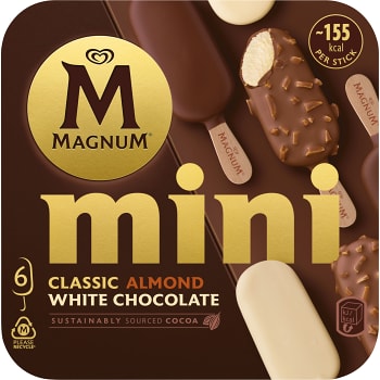 Glass Mini Classic Almond & White 6-p Magnum