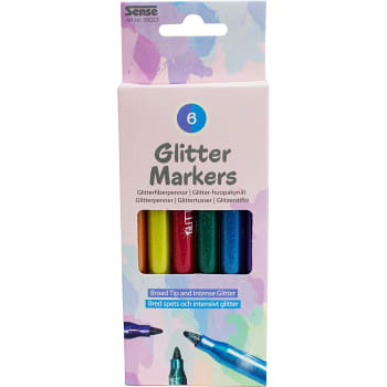 Fiberpennor glitter 6-p Sense