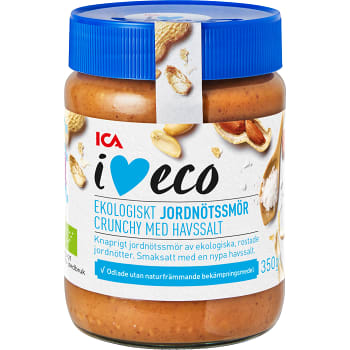 Jordnötssmör Crunchy med havssalt 350g KRAV ICA I love eco