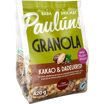 Granola Kakao &amp; Dadelkrisp 420g Pauluns