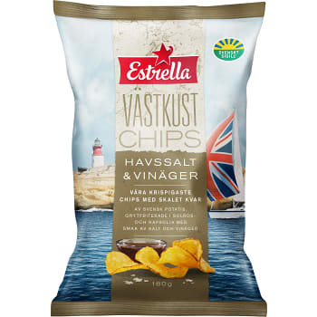 Västkustchips Havssalt &amp; Vinäger 180g Estrella