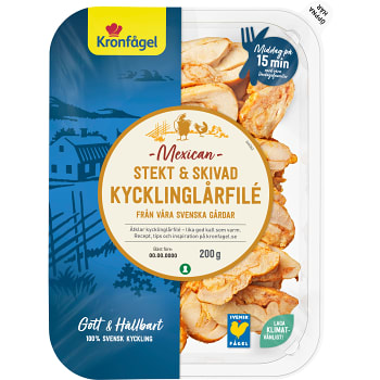 Kycklinglårfilé mexican stekt och skivad 200g Kronfågel