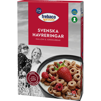 Havreringar Hallon & jordgubbar Fullkorn 325g Frebaco