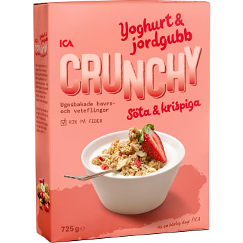 Flingor Crunchy Yoghurt &amp; jordgubb Mindre socker 725g ICA