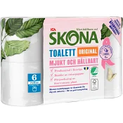 Toalettpapper Original 6-p Miljömärkt ICA Skona