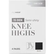 Knästrumpa 4p 15D svart onesize mywear