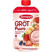 Gröt med jordgubb, banan & blåbär 6m 120g Semper