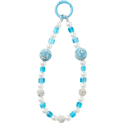 Mobilsmycke Turkos/vit bling.