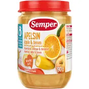 Apelsin äpple & banan Från 8m 190g Semper