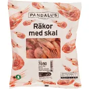 Räkor med skal 70-90st/kg Fryst 500g Pandalus