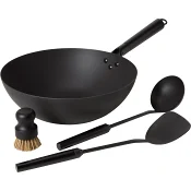 Wok set med redskap kolstål Satake