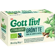 Grönt Te Lakrits och Mynta Ekologisk 20-p ICA Gott Liv