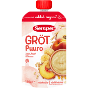Gröt med äpple, persika & banan 6m 120g Semper
