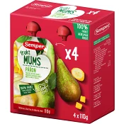 Barnmat Fruktmums päron 6m 4-p 440g Semper