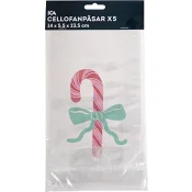 Cellofanpåse Julgodis 14 x 23,5 cm 5-p