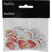 Midsommarkonfetti jordgubbar/prästkragar