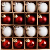Minikulor av glas 16p röd/vita 3cm Festive