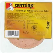 Kyckling Kalkonkorv med örter skivad 200g Sentürk