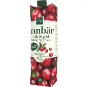 Tranbärsdryck med Äpple Drickfärdig 1l Kiviks