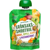 Grönsakssmoothie Morot, äpple, mango & passionsfrukt 6m 90g ICA I love eco