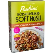 Müsli Nötsmörsbakad Soft Hasselnötssmör, mandel & dadlar 375g Pauluns