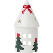 Lykta hus vit H16cm ICA