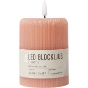 LED Blockljus rille Dusty pink H10cm