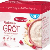 Flerkornsgröt pear, apple & raspberry 8m 16 port 480g Semper