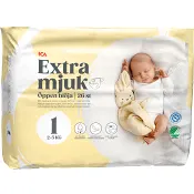 Blöjor Extra mjuk öppen blöja strl 1 2-5kg 26-p ICA