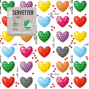 Servett 33cm Heart 20-p ICA