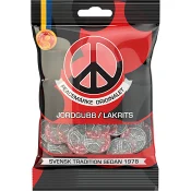 Gelegodis Peacemärke Jordgubb & Lakrits 80g Candypeople