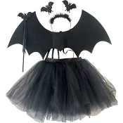 Halloweendräkt svart diadem vingar Festive