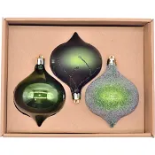 Julkula glas 8cm 3-p grön Festive
